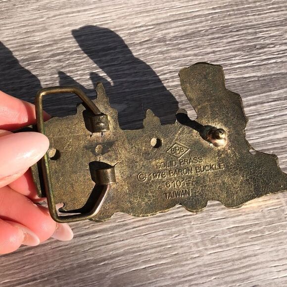 Train solid brass belt buckle - Picture 2 of 4